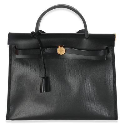 Black Ecru Toile H Berline Vache Hunter Herbag Zip PM 31 GHW