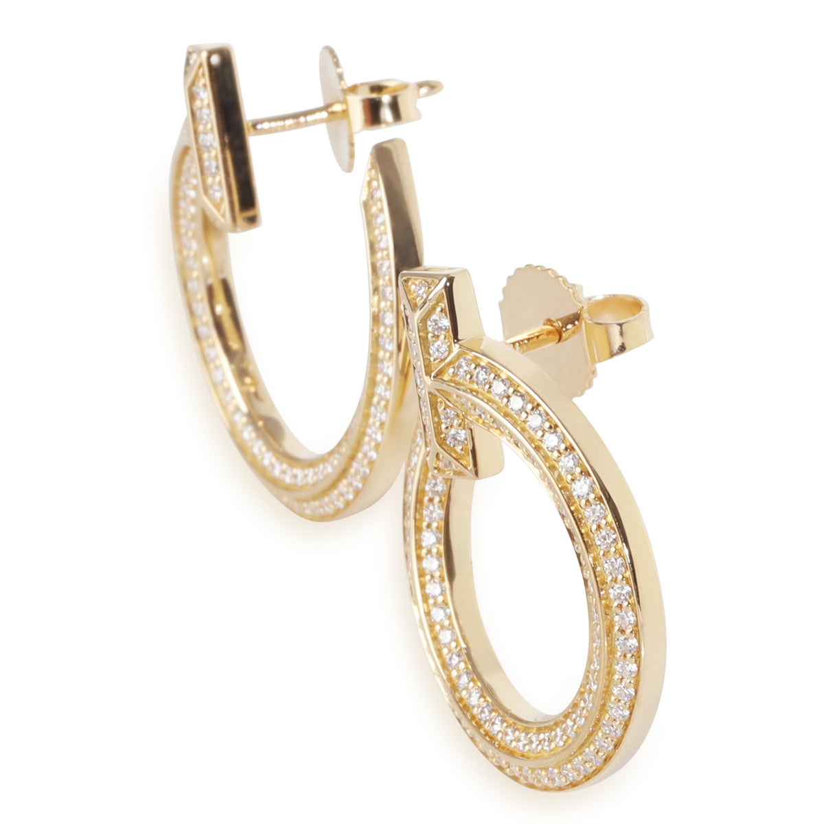Tiffany & Co. Yellow Gold Diamond Tiffany T T1 Open Hoop Earrings sv