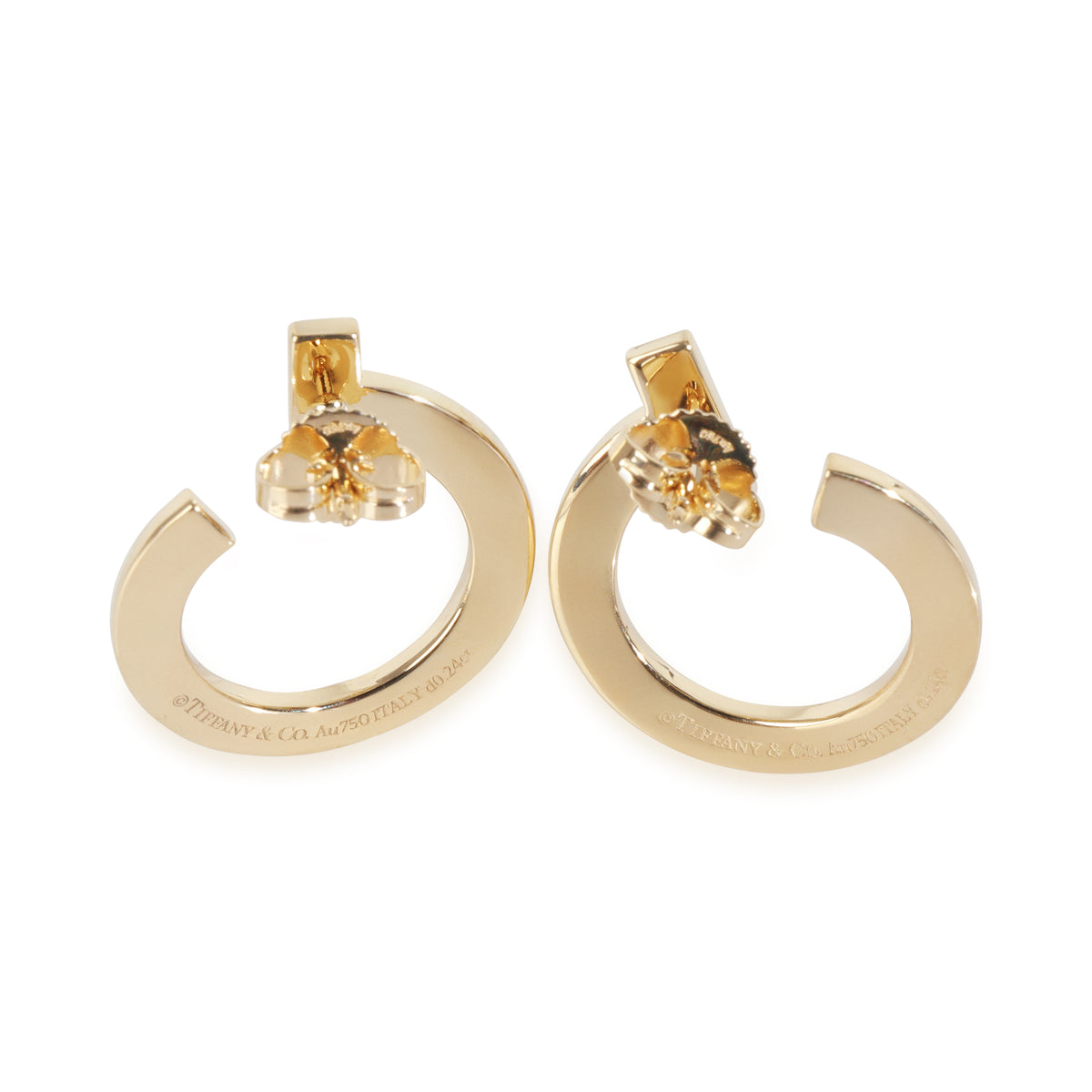 Tiffany & Co. Yellow Gold Diamond Tiffany T T1 Open Hoop Earrings pv