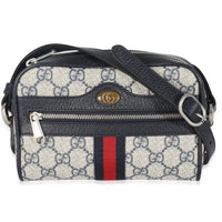 Navy GG Supreme Dollar Calfskin Web Mini Ophidia Shoulder Bag