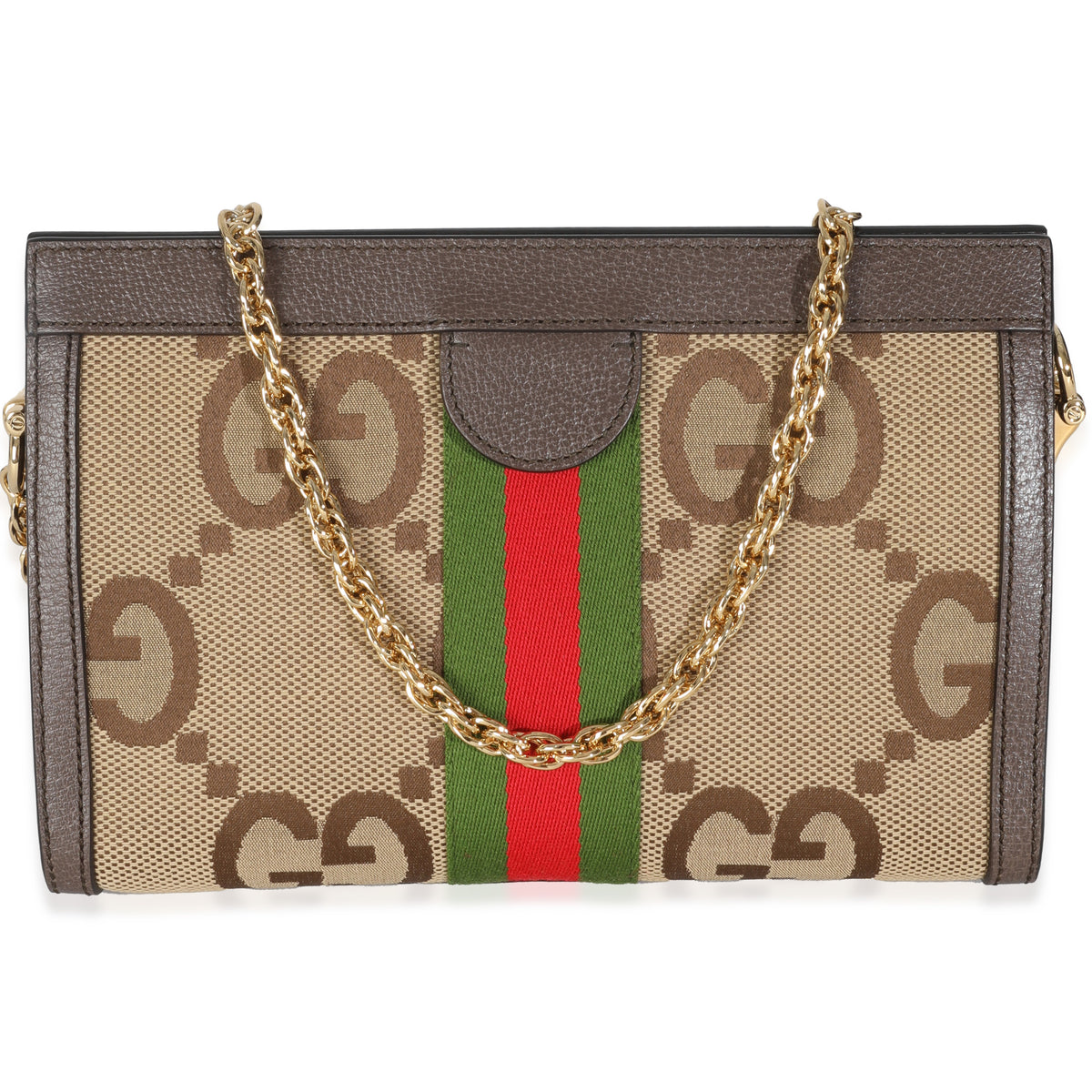 GG Jumbo Dollar Calfskin Web Small Ophidia Chain Shoulder Bag