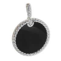 Sterling Silver Onyx and Diamond Elements Disc Pendant