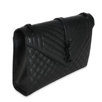 Black Grain De Poudre Monogram Quilted Large Envelope Satchel