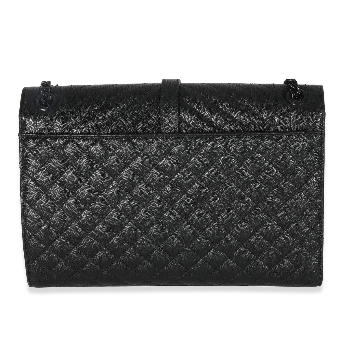 Black Grain De Poudre Monogram Quilted Large Envelope Satchel