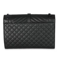 Black Grain De Poudre Monogram Quilted Large Envelope Satchel