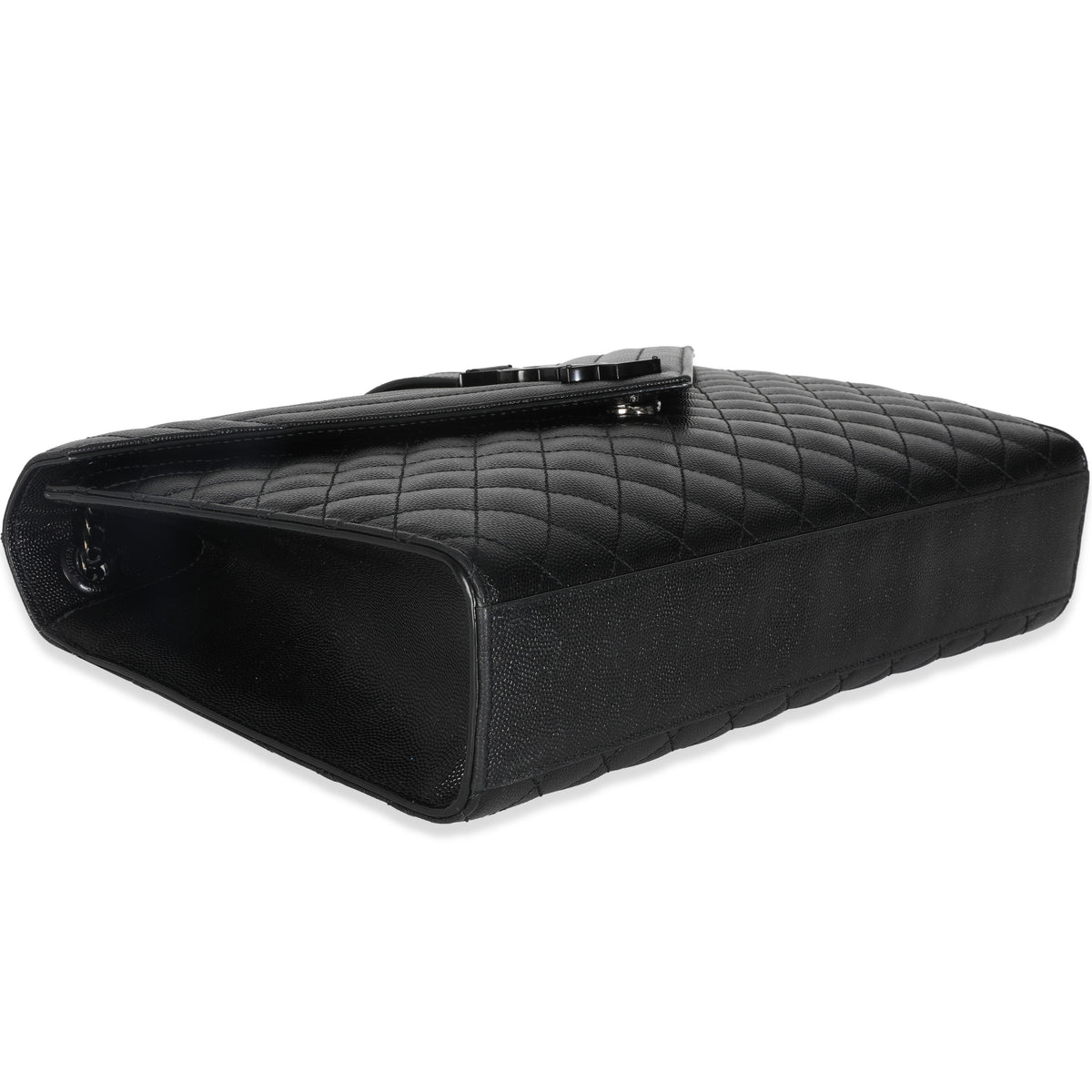 Black Grain De Poudre Monogram Quilted Large Envelope Satchel