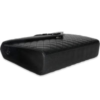 Black Grain De Poudre Monogram Quilted Large Envelope Satchel