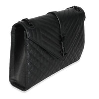 Black Grain De Poudre Monogram Quilted Large Envelope Satchel