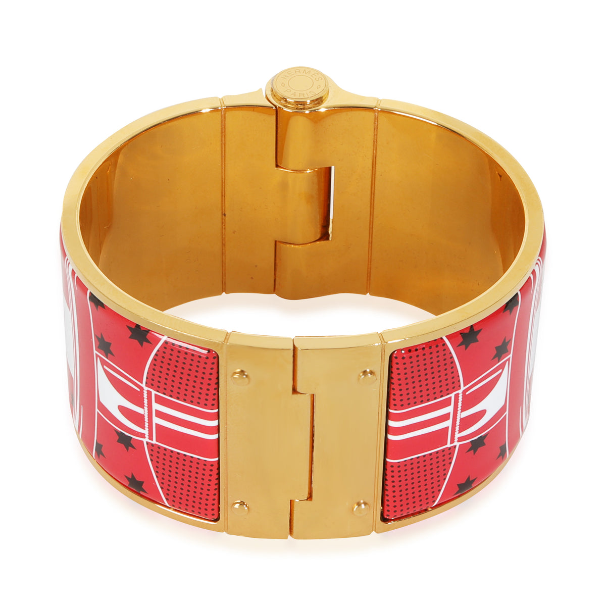 Gold-Plated  Eperon dor Bandana Enamel Hinged Bracelet