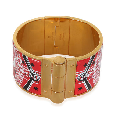 Gold-Plated  Eperon dor Bandana Enamel Hinged Bracelet