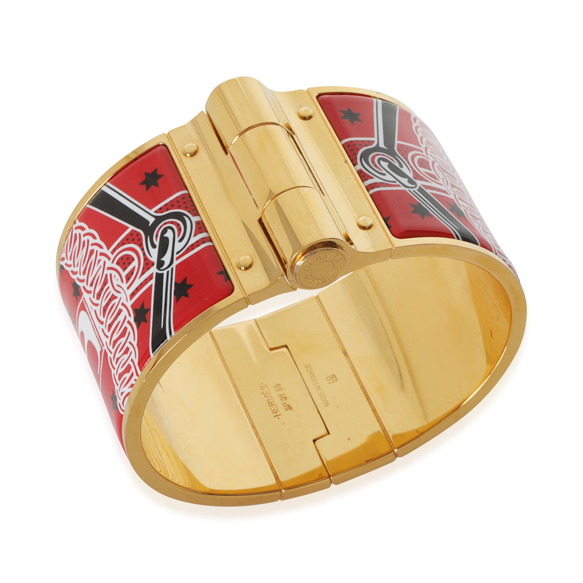 Gold-Plated  Eperon dor Bandana Enamel Hinged Bracelet