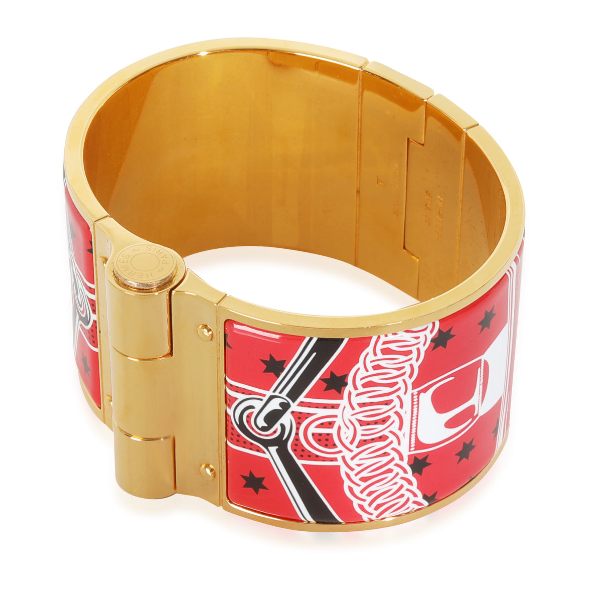 Gold-Plated  Eperon dor Bandana Enamel Hinged Bracelet