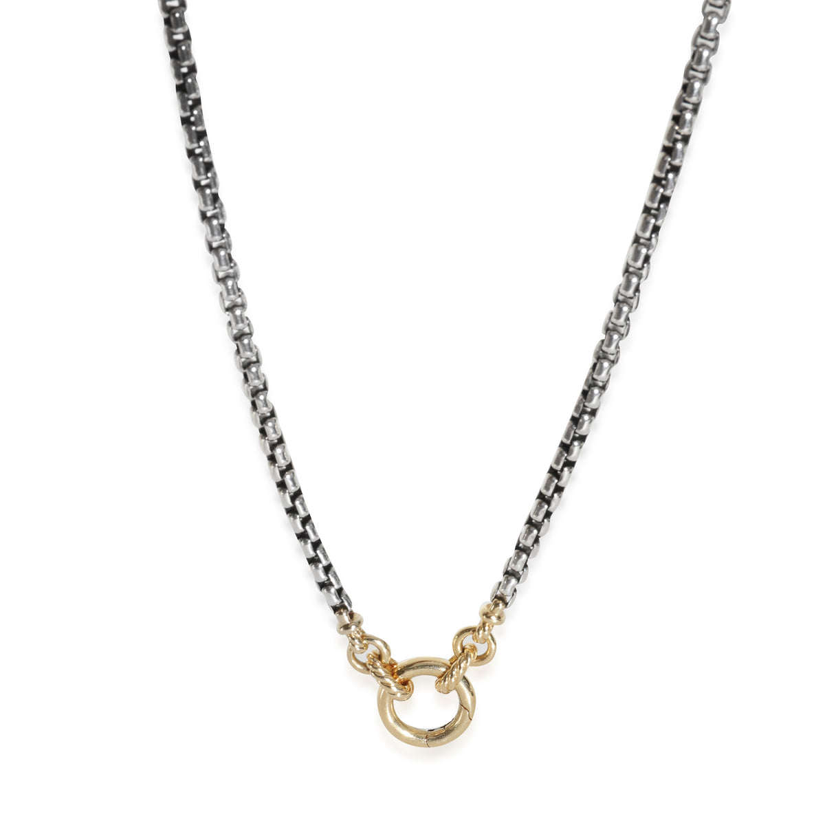 Yellow Gold & Sterling Silver  Amulet Box Chain Necklace