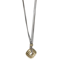 Yellow Gold & Sterling Silver  Sculpted Cable Necklace
