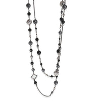 Sterling Silver Onyx and Hematite Quatrefoil Necklace