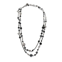 Sterling Silver Onyx and Hematite Quatrefoil Necklace