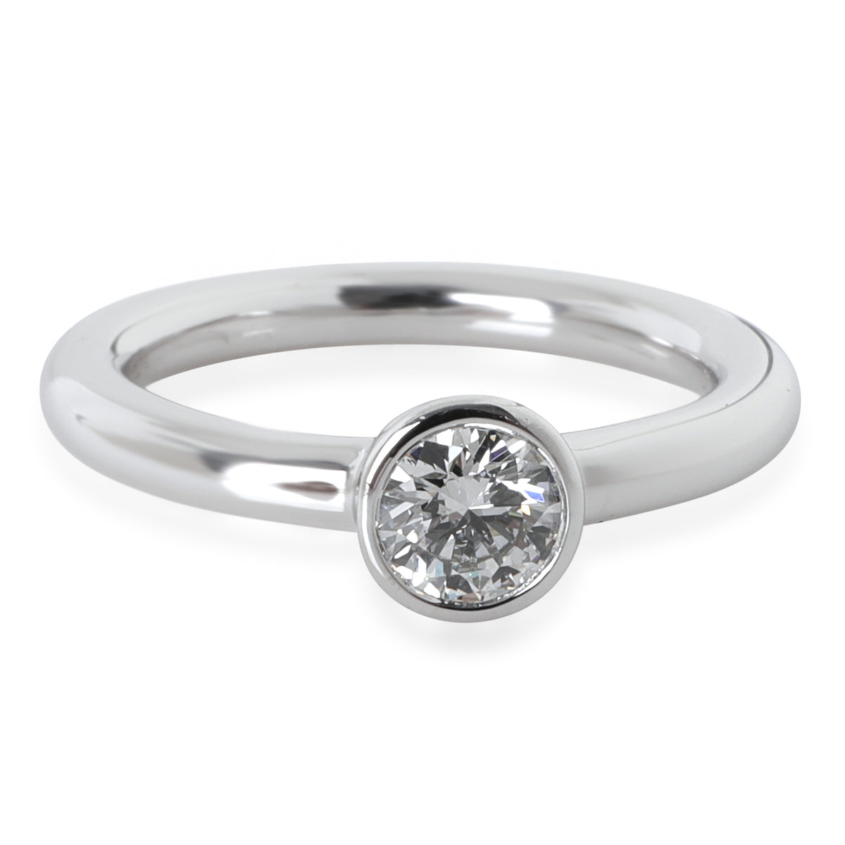 0.35 ct Round Brilliant Diamond Bezet Solitaire Engagement Ring