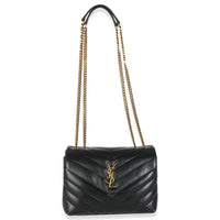 Black Calfskin Y Quilted Monogram Small Loulou Chain Satchel