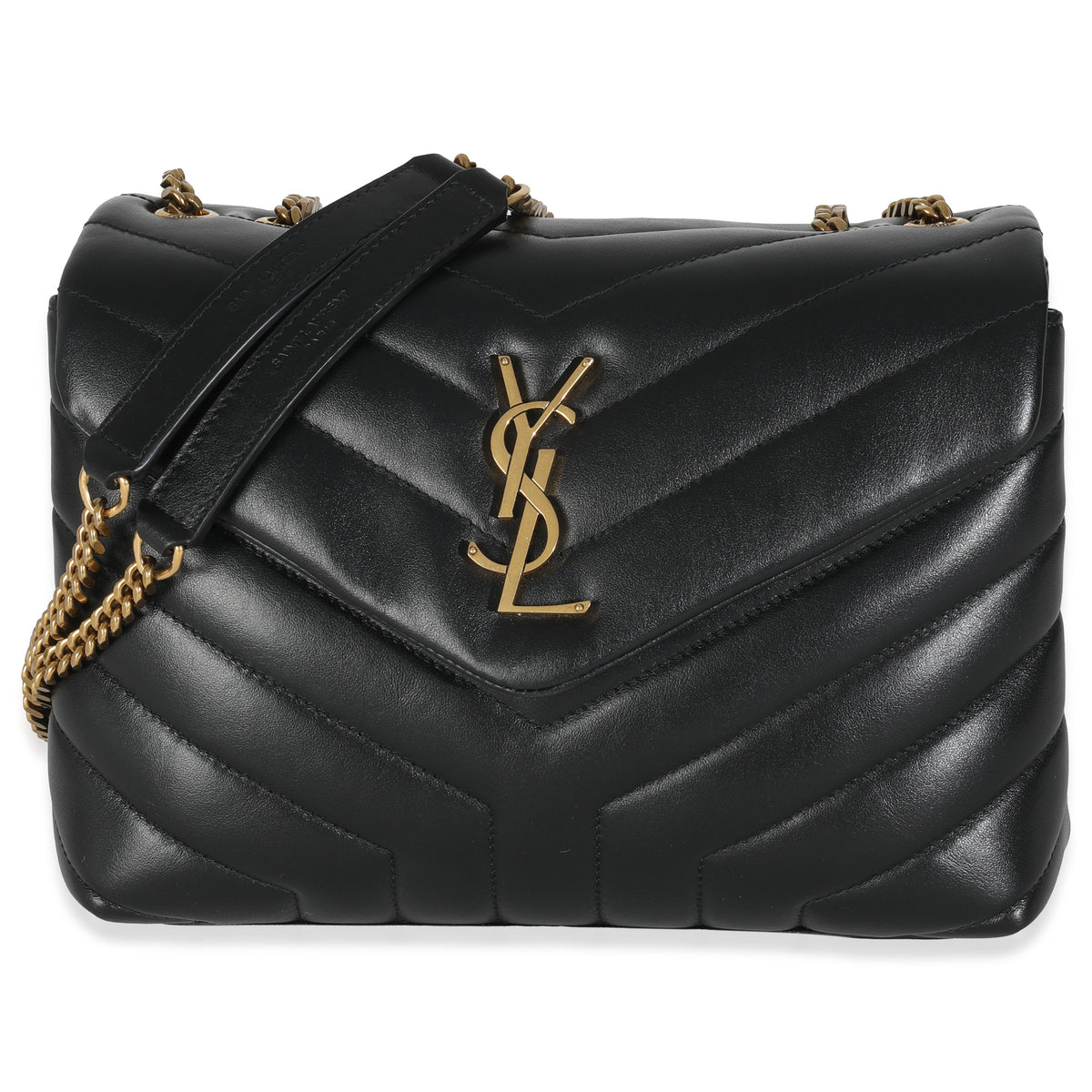Black Calfskin Y Quilted Monogram Small Loulou Chain Satchel