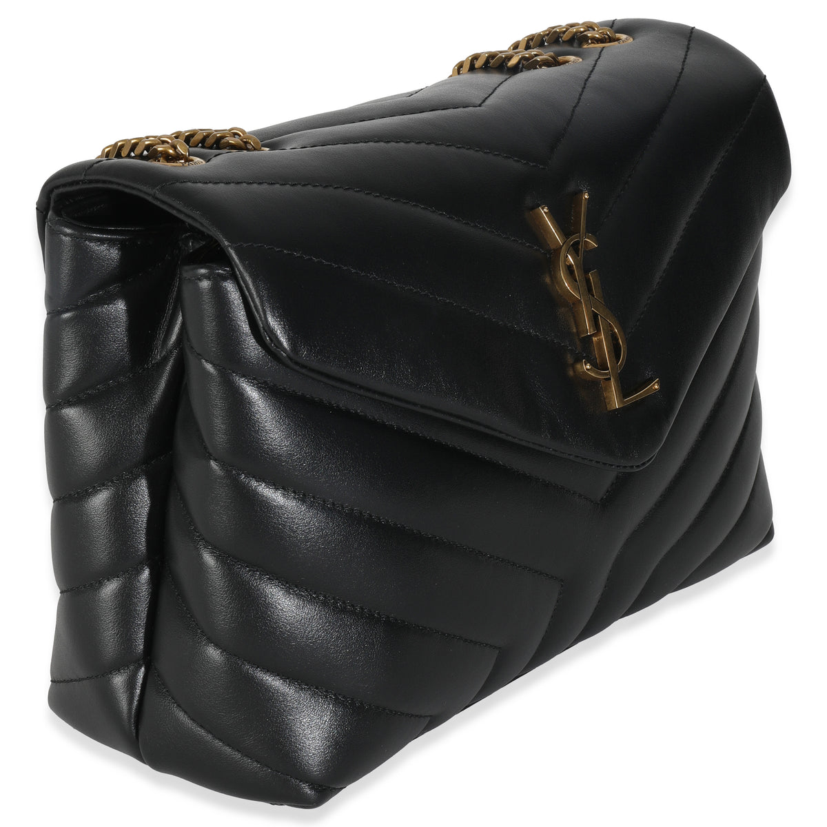 Black Calfskin Y Quilted Monogram Small Loulou Chain Satchel