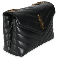 Black Calfskin Y Quilted Monogram Small Loulou Chain Satchel