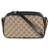 Black Beige Diagonal GG Marmont Camera Bag