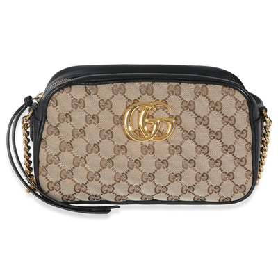 Black Beige Diagonal GG Marmont Camera Bag