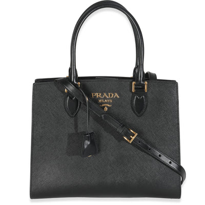 Black Saffiano Double Handle Tote