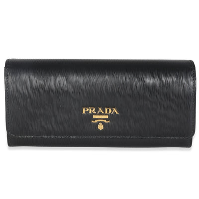 Black Vitello Move Continental Flap Travel Wallet