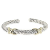 Yellow Gold & Sterling Silver  Cable X Station Bracelet