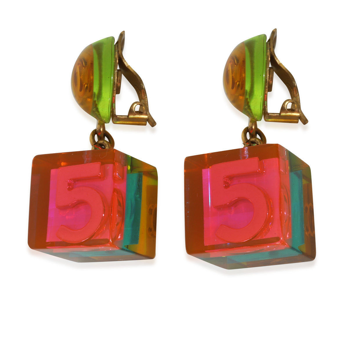 Gold-Plated  Vintage 1997 No.5 Cube Earrings