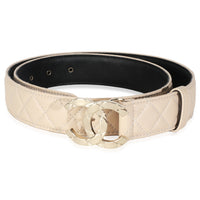 25P Beige Quilted Lambskin CC Buckle Belt 85/34