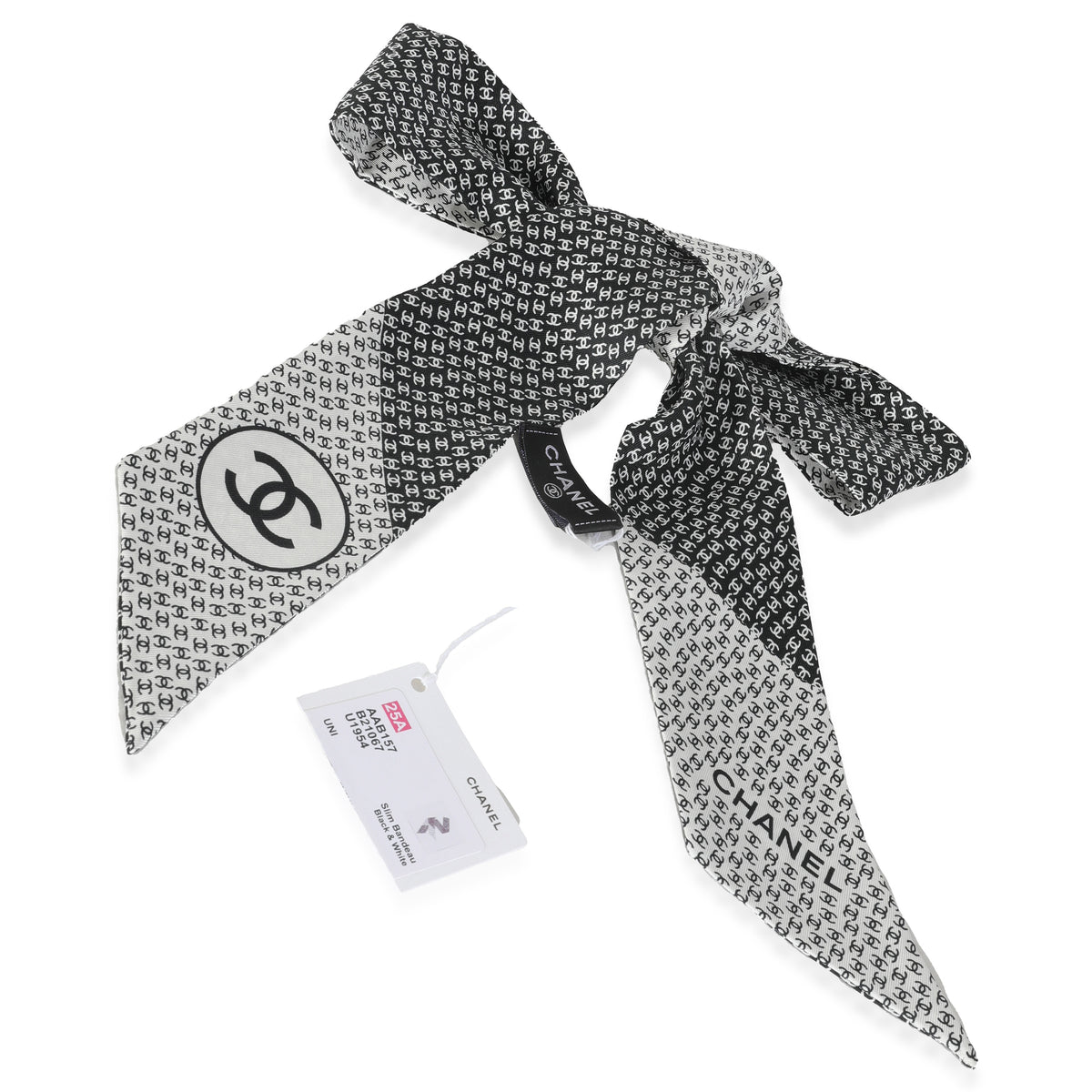 25A Black White Silk CC Slim Bandeau