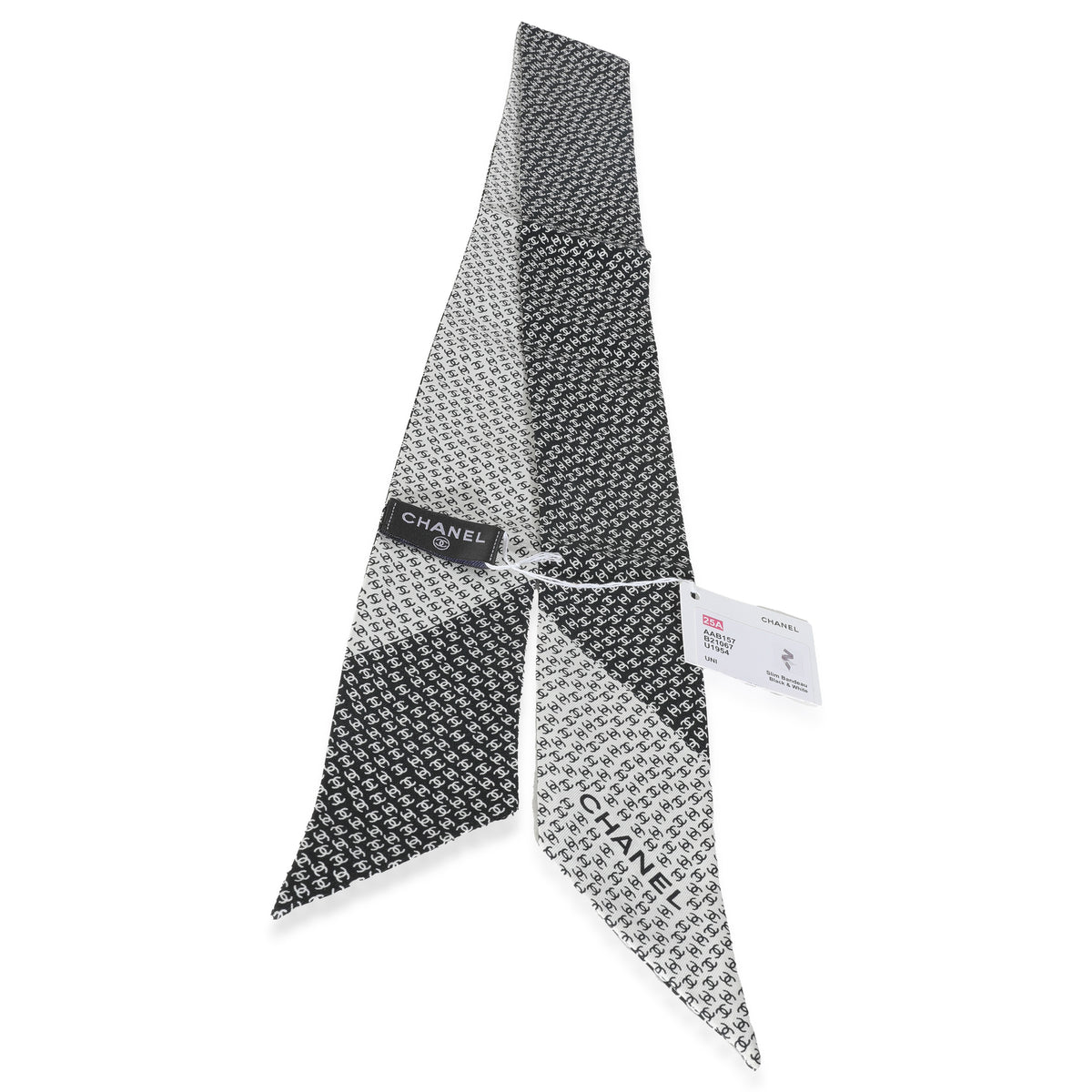 25A Black White Silk CC Slim Bandeau