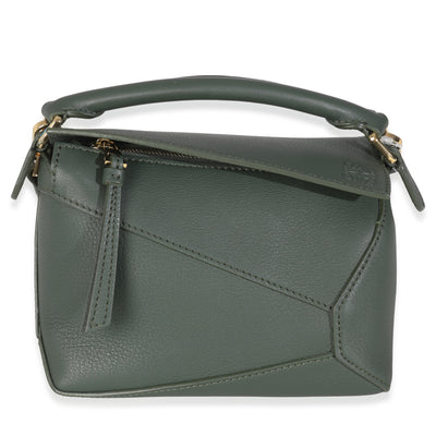Khaki Green Calfskin Mini Puzzle Edge Bag