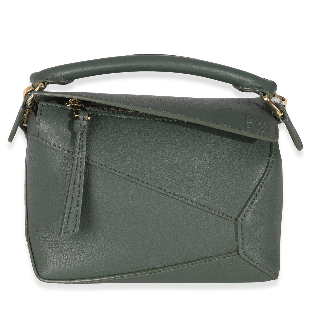 Khaki Green Calfskin Mini Puzzle Edge Bag