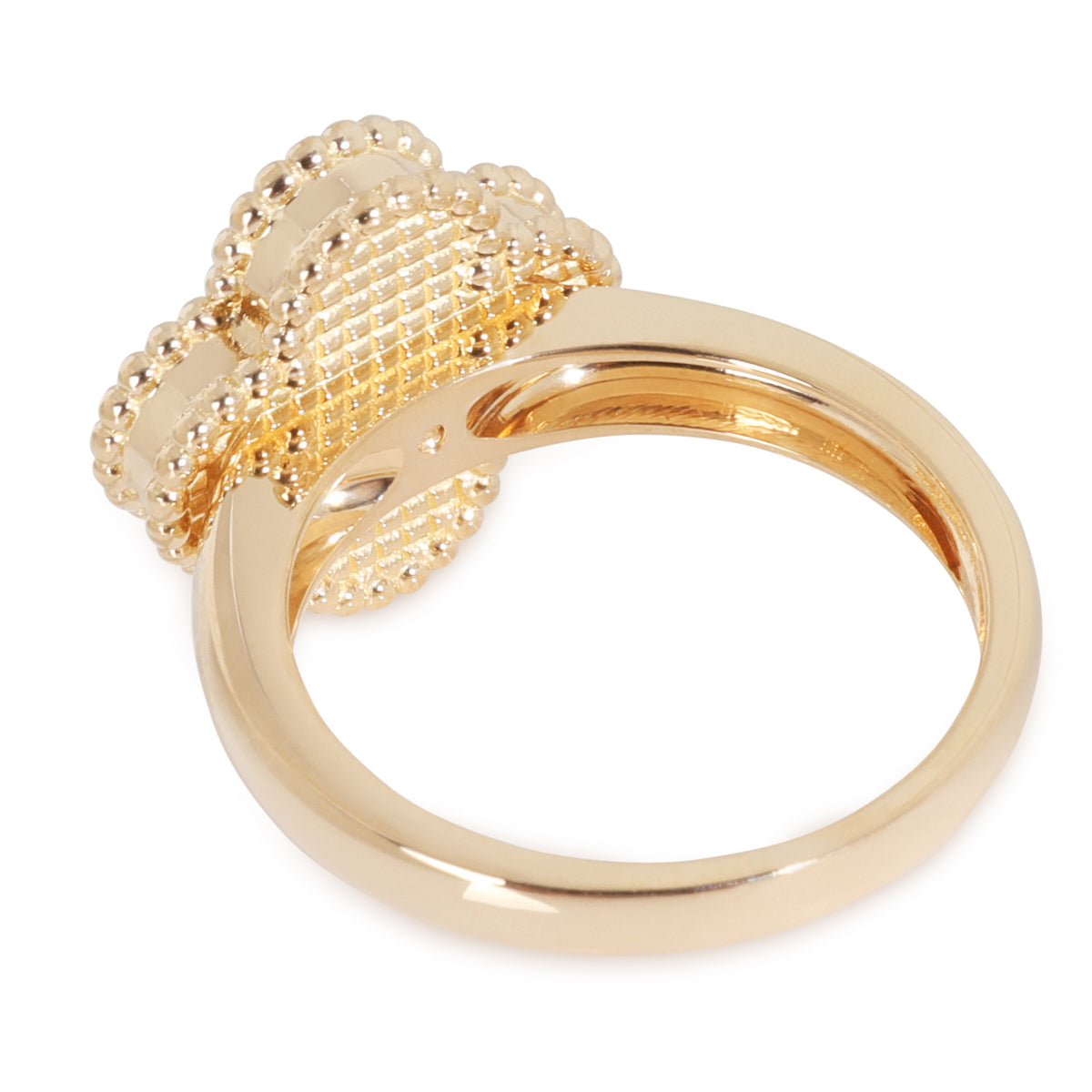 Yellow Gold Mother Of Pearl and Diamond Vintage Alhambra Ring