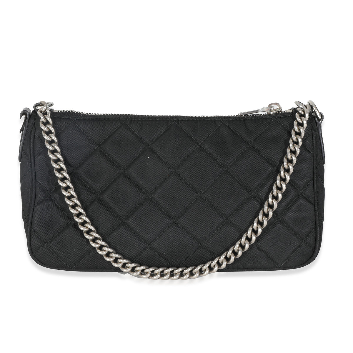 Black Tessuto Quilted Nylon Chain Bag