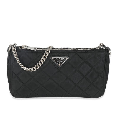 Black Tessuto Quilted Nylon Chain Bag