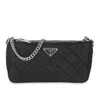 Black Tessuto Quilted Nylon Chain Bag