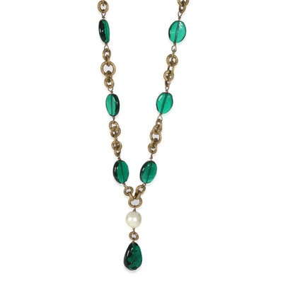 Gold-Plated  Vintage 1983 Faux Pearl & Gripoix Necklace