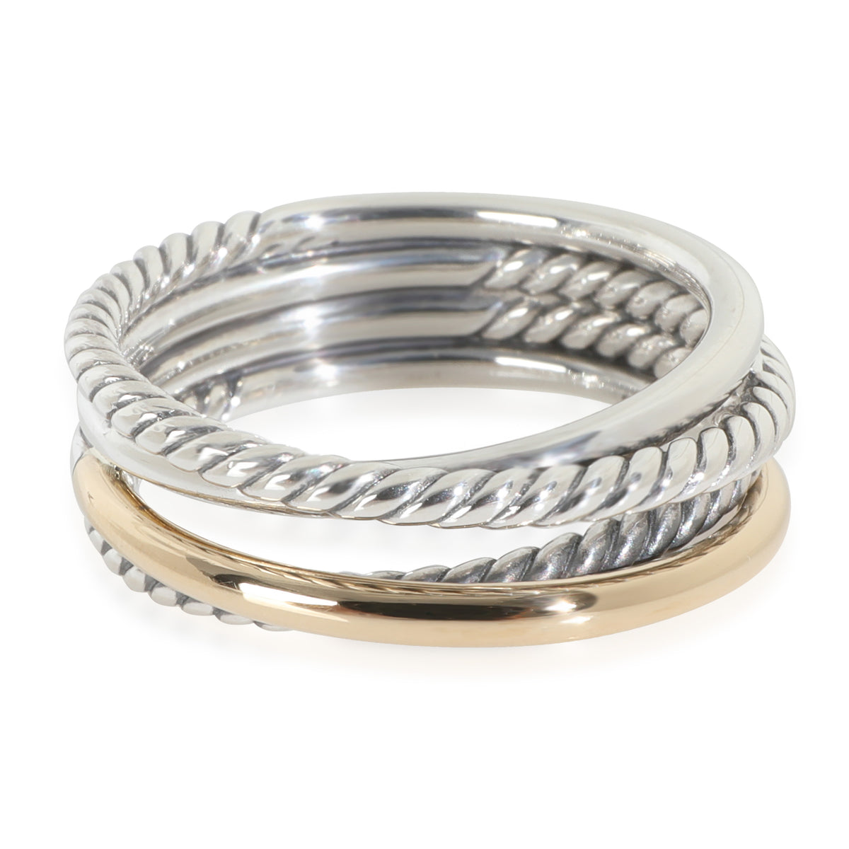 Yellow Gold & Sterling Silver  Crossover Ring