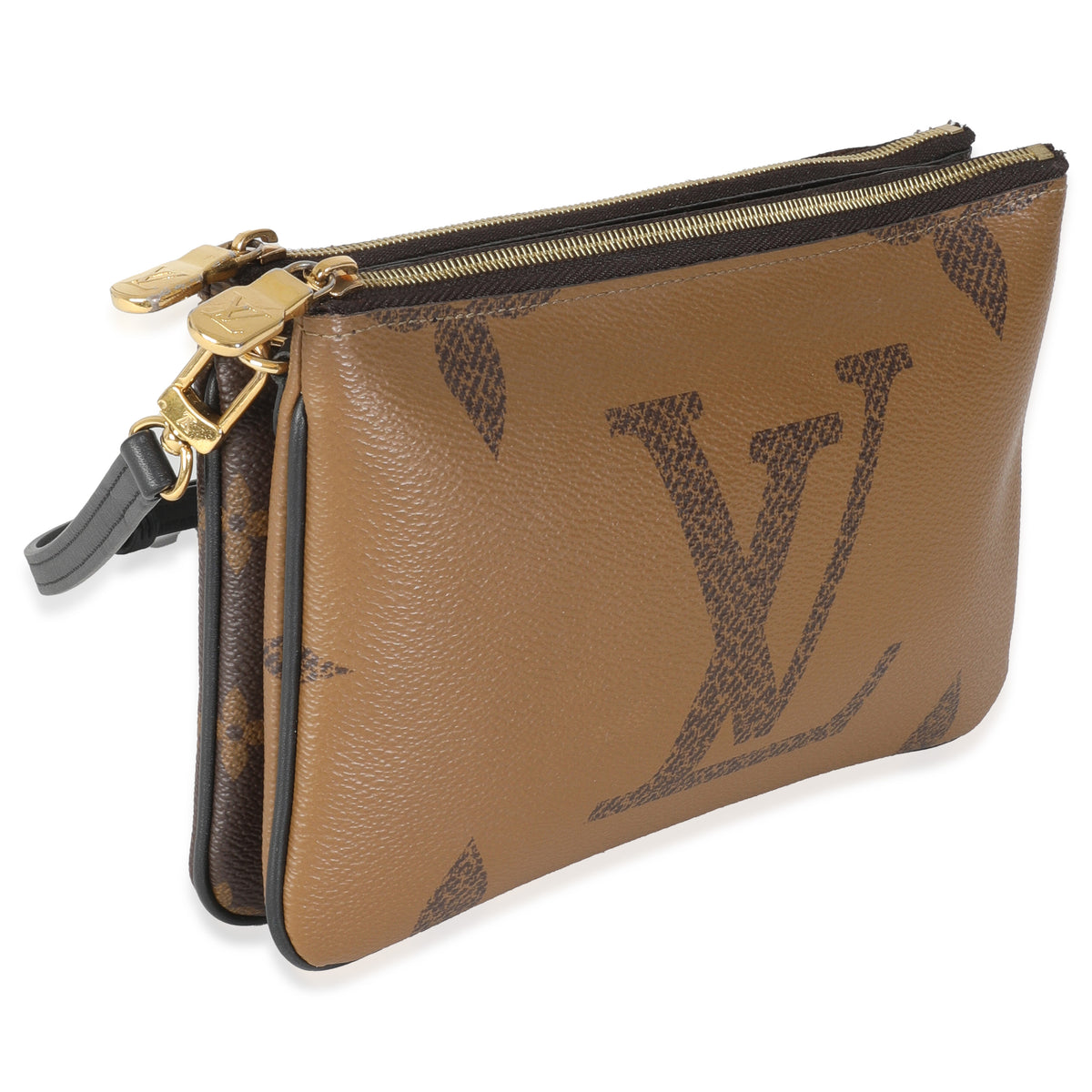 Reverse Monogram Giant Canvas Double Zip Pochette