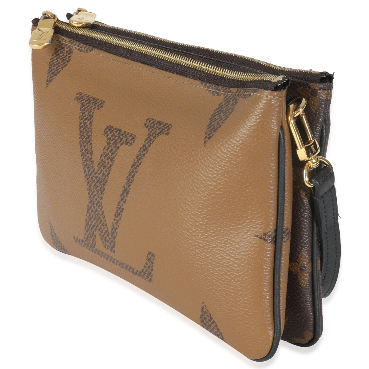 Reverse Monogram Giant Canvas Double Zip Pochette