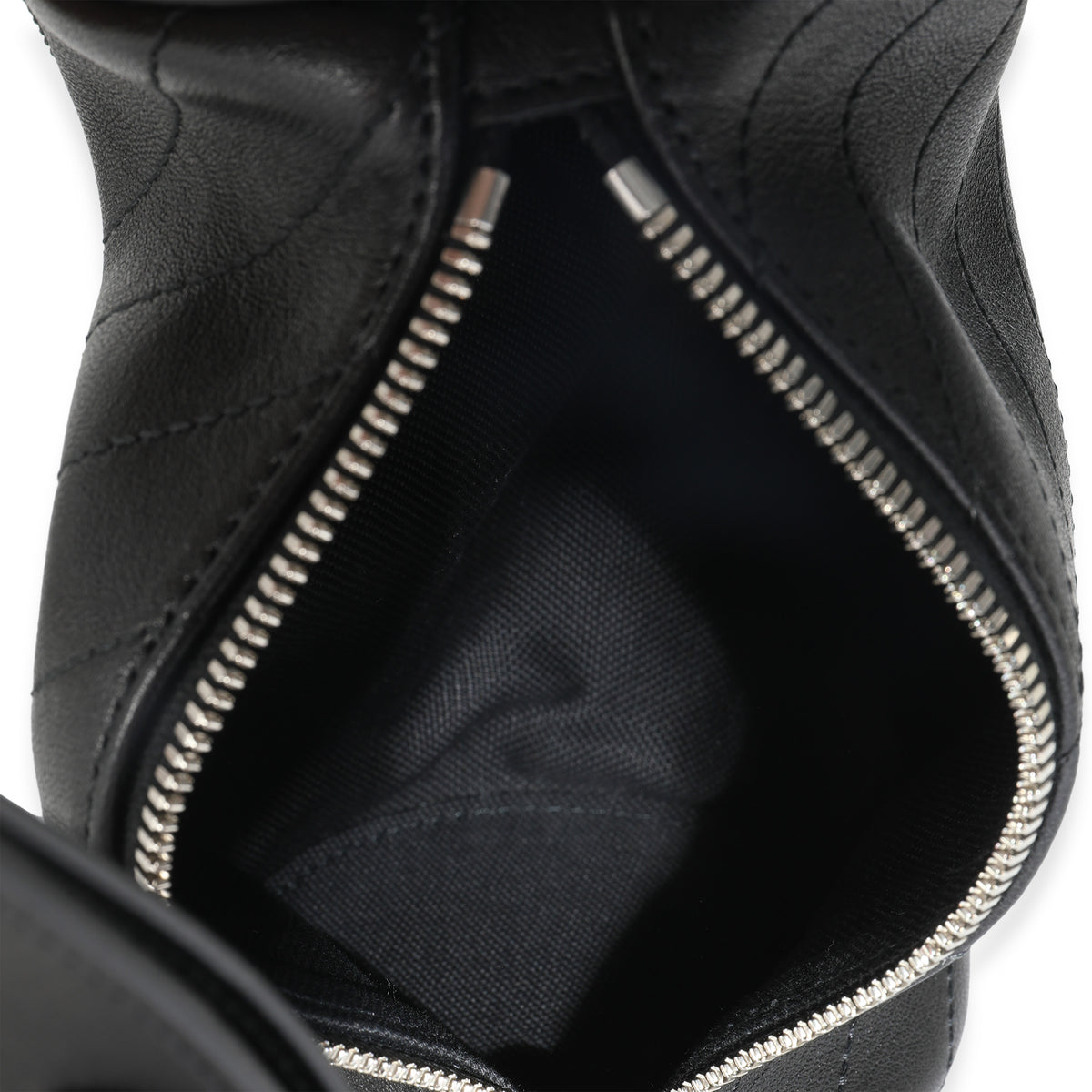 Black Diagonal Quilted Leather Mini Blondie Shoulder Bag