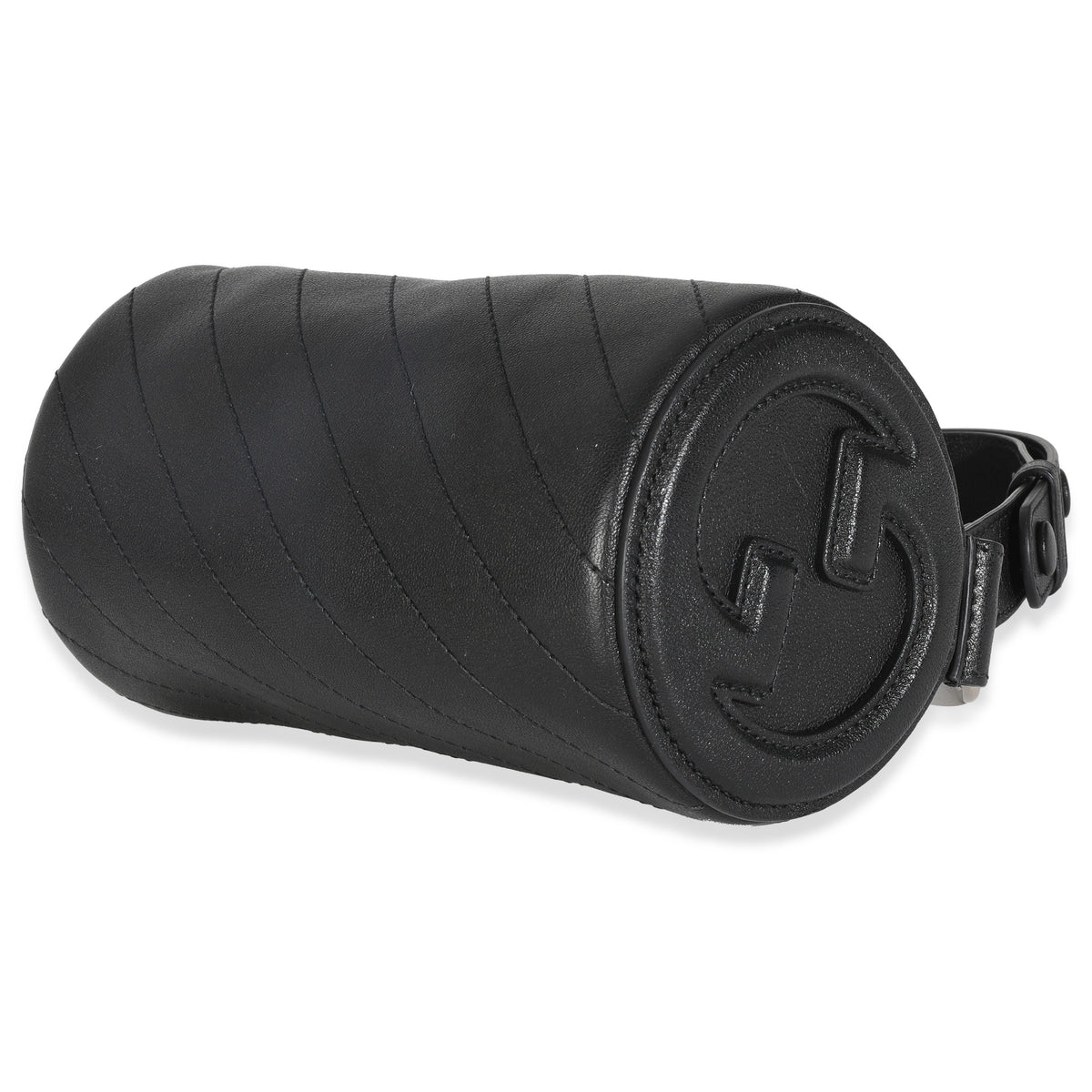 Black Diagonal Quilted Leather Mini Blondie Shoulder Bag