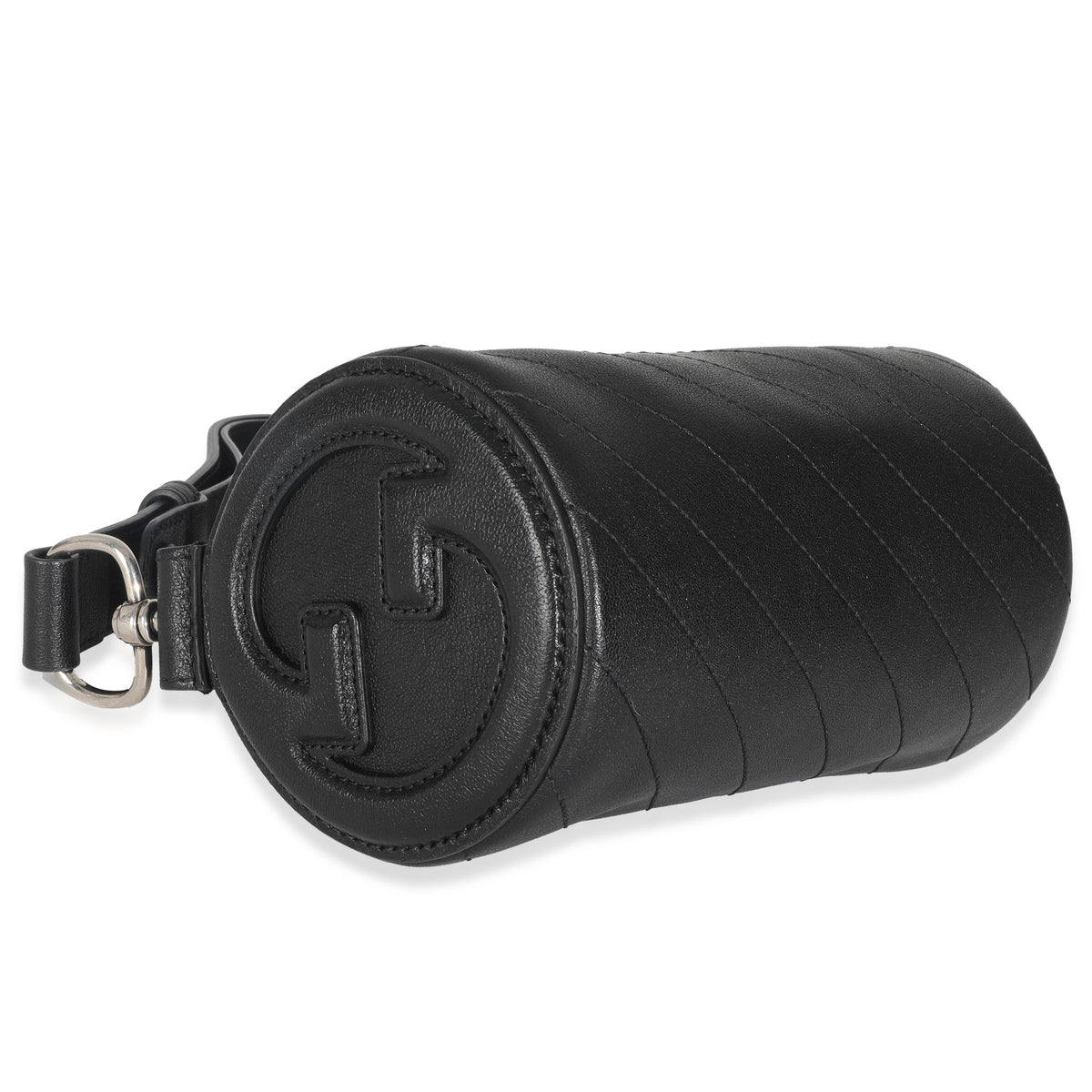 Black Diagonal Quilted Leather Mini Blondie Shoulder Bag