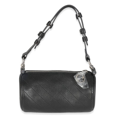 Black Diagonal Quilted Leather Mini Blondie Shoulder Bag