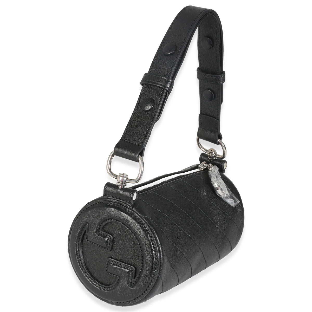 Black Diagonal Quilted Leather Mini Blondie Shoulder Bag