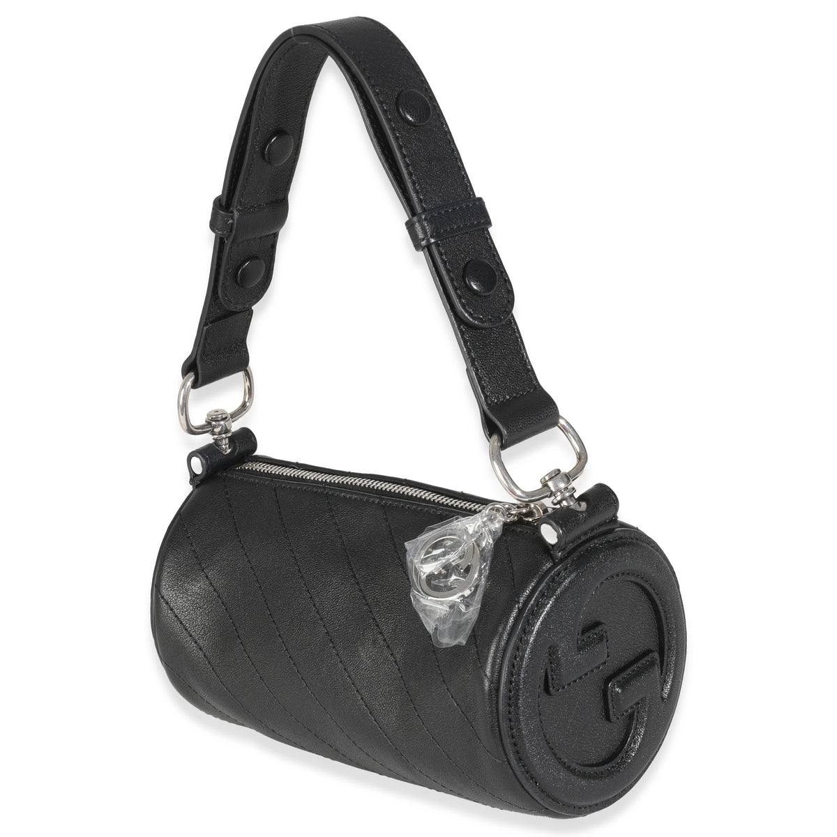 Black Diagonal Quilted Leather Mini Blondie Shoulder Bag